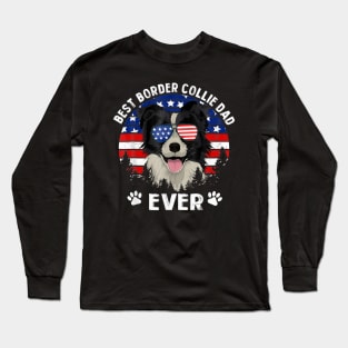 Best Border Collie Dad Ever US Flag 4th Of July Long Sleeve T-Shirt